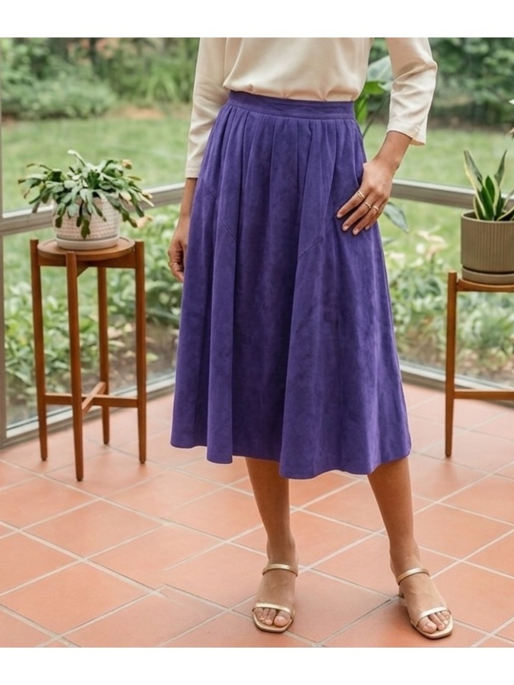 Lilli Ann Collections Ultrasuede Vintage Skirt Sz M Purple